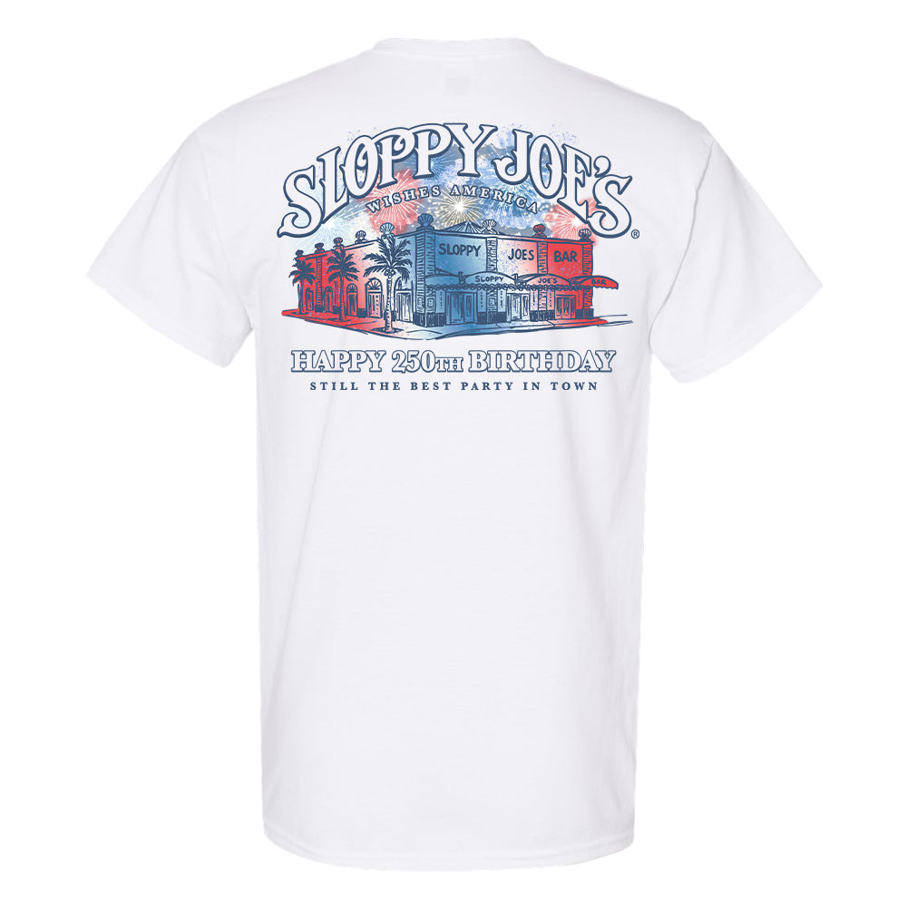 Sloppy Joe's 250th Birthday Building Tee – White