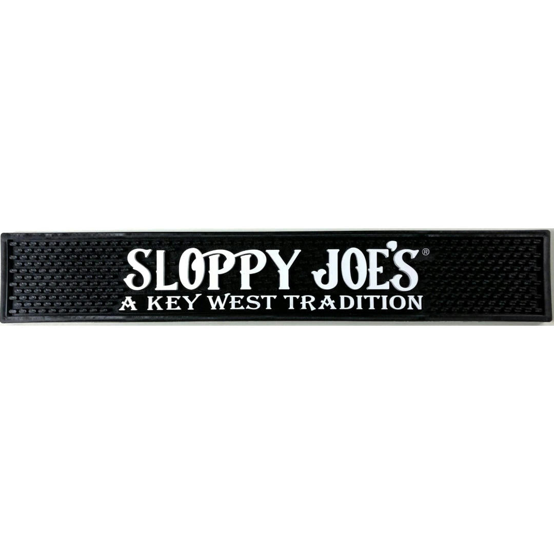 Sloppy Joe's bar rail mat black rubber PVC, Key West home bar accessory