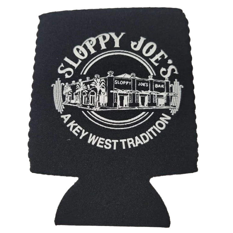 Sloppy Joe's SJ flat pocket coolie black, double-sided logo can coolie Key West