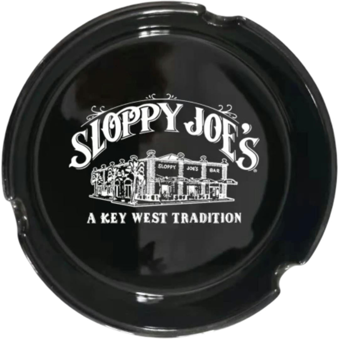 Sloppy Joe's black ashtray with Key West bar logo, ceramic collectible