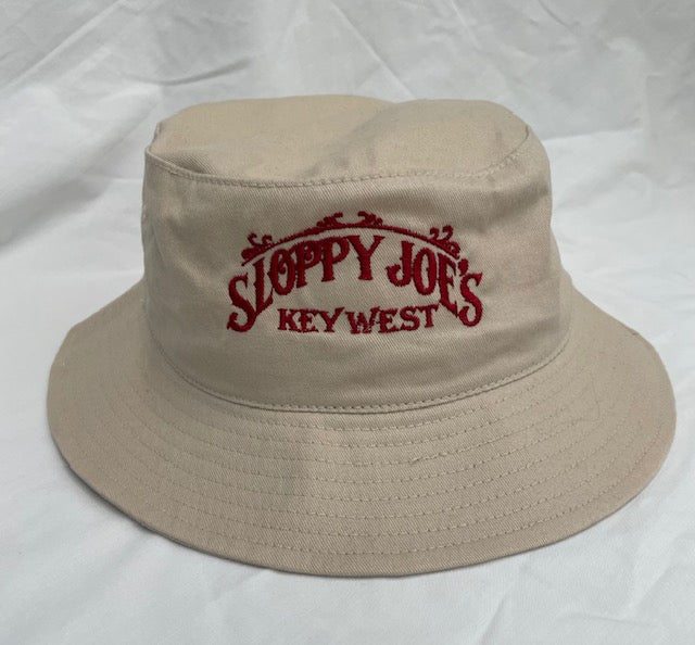 Sloppy Joe's Key West stone bucket hat Item #6105 with red embroidered logo