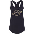 Circle SJ foil racerback tank in black, Sloppy Joe's Bar Key West ladies tank