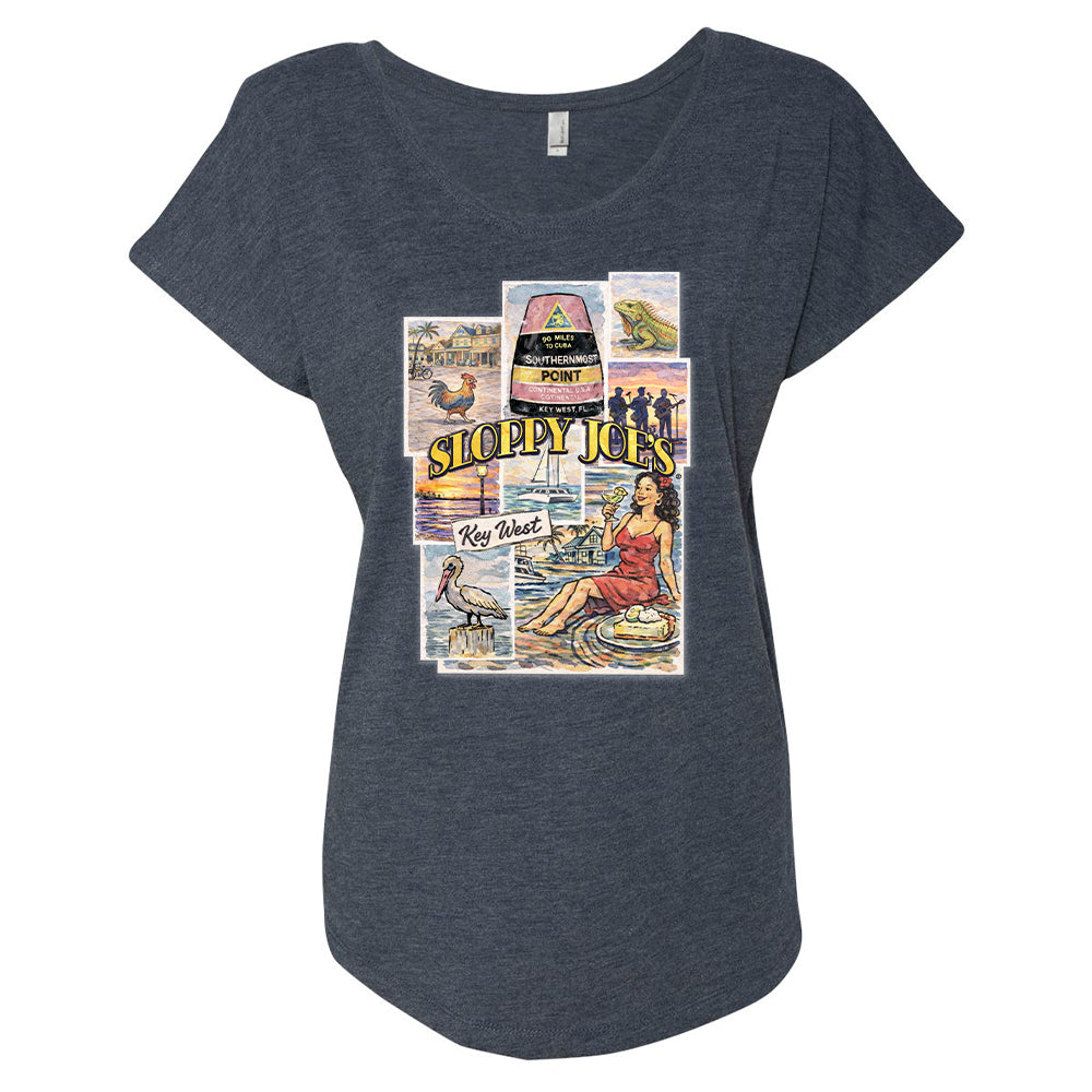 Ladies Collage Tee – Navy