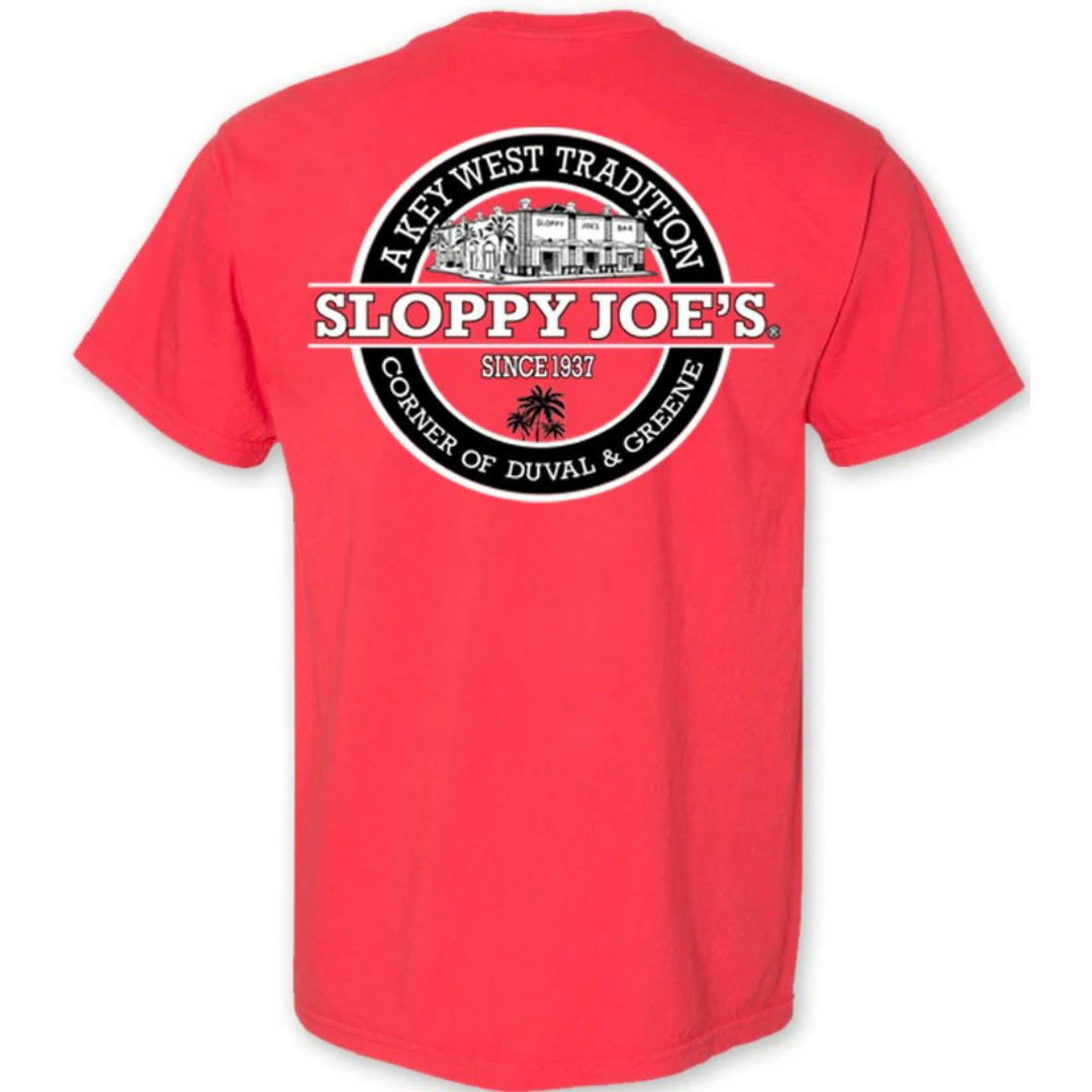 Comfort Colors paprika t-shirt back, Sloppy Joe's Bar Key West garment-dyed logo tee