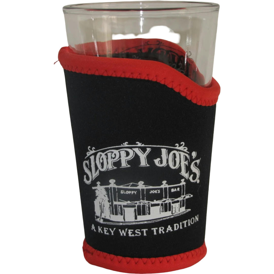 Neoprene pint glass coolie, Sloppy Joe's Bar Key West logo, fits 16 oz pint glasses