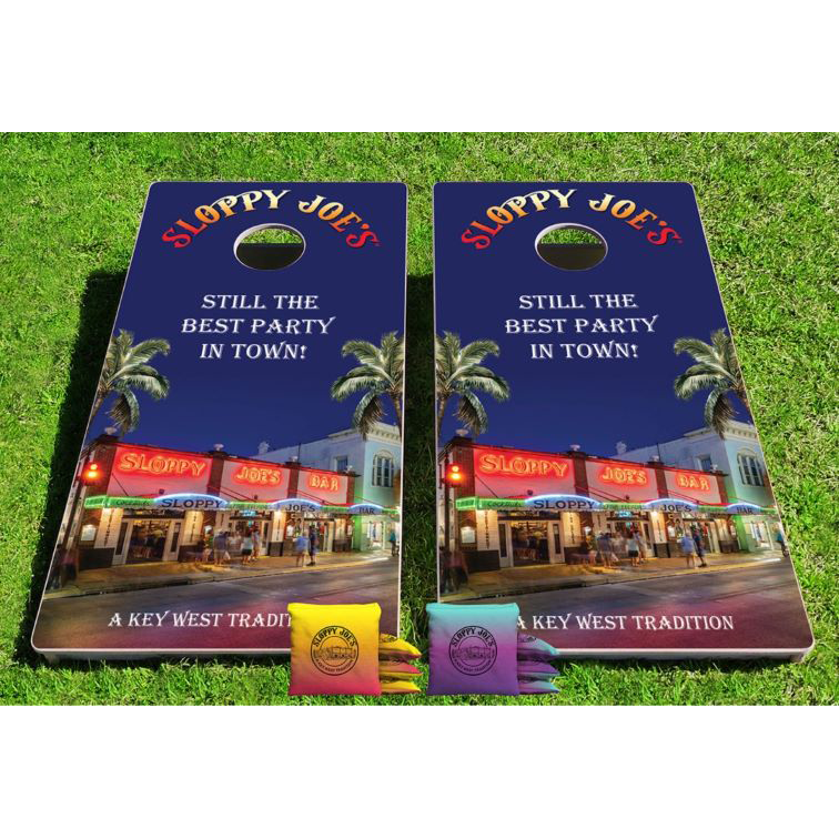 Sloppy Joe's Cornhole Pro Game — regulation 24x48 boards with 8 custom branded bags, bring Key West to your backyard