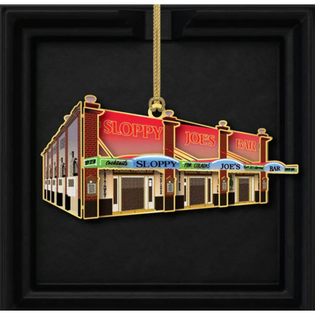 Sloppy Joe's custom gold ornament, Key West holiday collectible tree decoration