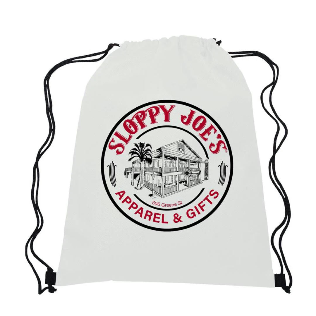 Sloppy Joe's drawstring backpack with Key West logo, lightweight beach bag