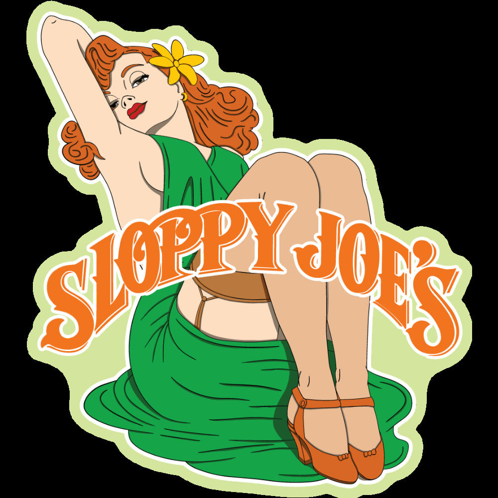 Ginger Girl vinyl sticker 3.5 inch, Sloppy Joe's Bar Sloppy Ginger character decal Key West