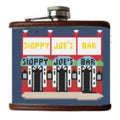 Hand-stitched needlepoint flask front view, Sloppy Joe's Bar Key West artisan collectible