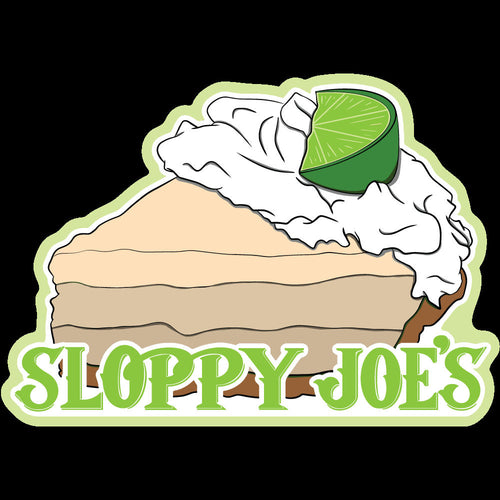 Key Lime Pie vinyl sticker 3.5 inch, Sloppy Joe's Key West — Florida Keys' favorite dessert on durable UV-resistant outdoor decal