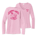 Ladies long sleeve V-neck tri-blend tee wisteria, Sloppy Joe's Bar Key West logo