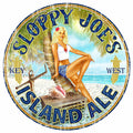 12-inch round metal sign Sloppy Joe's Island Ale logo — full-color, ready to hang, Key West home bar wall decor