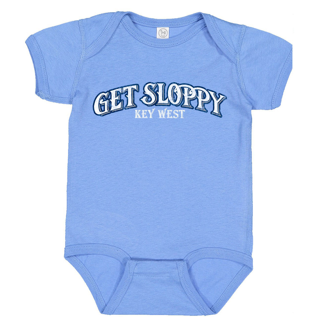 Get Sloppy infant onesie in blue, Sloppy Joe's Bar Key West baby apparel