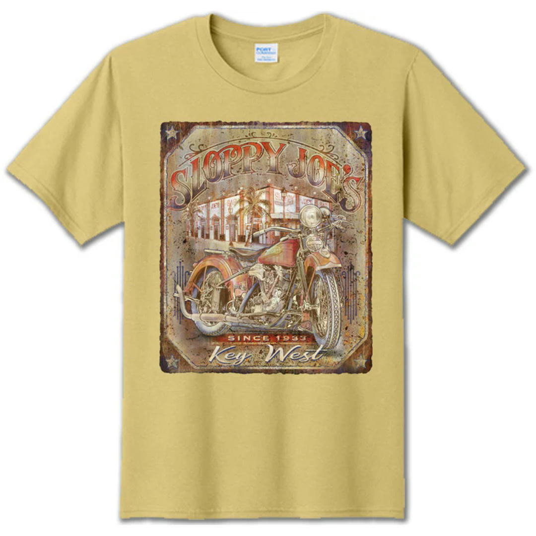 Vintage Bike Tee gold back view, Sloppy Joe's Bar Key West vintage bicycle graphic