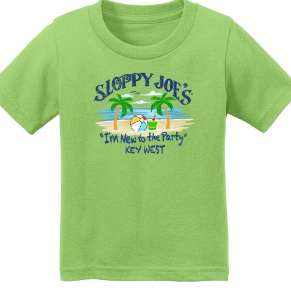 Baby New To Party tee in key lime, Sloppy Joe's Bar Key West infant shirt